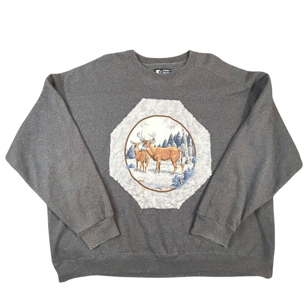 Vintage Starter Pro 80 Men’s 3XL Deer Winter Crewneck Sweater Heavyweight 90s